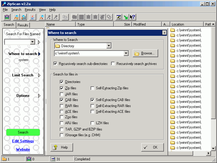 Screenshot for ZipScan 2.2c